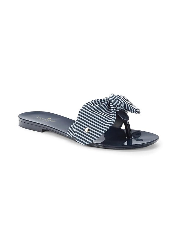 Jelena Striped Bow-Detail Flat Sandals