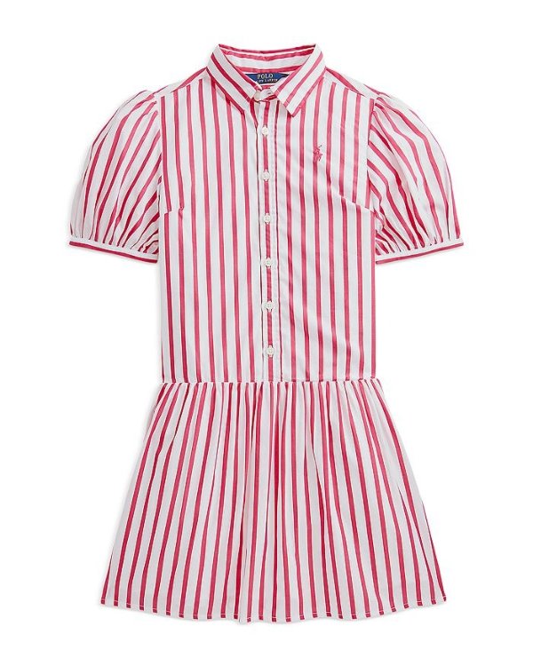 Polo Ralph Lauren Girls' Striped Cotton Poplin Shirt Dress - Little Kid, Big Kid