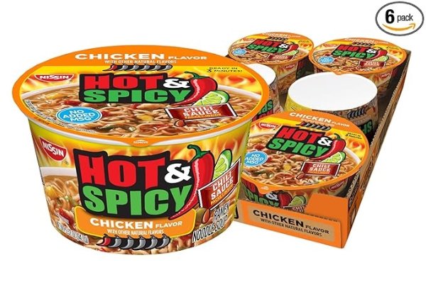 Hot & Spicy Ramen Noodle Soup, Chicken, 3.32 Ounce (Pack of 6)