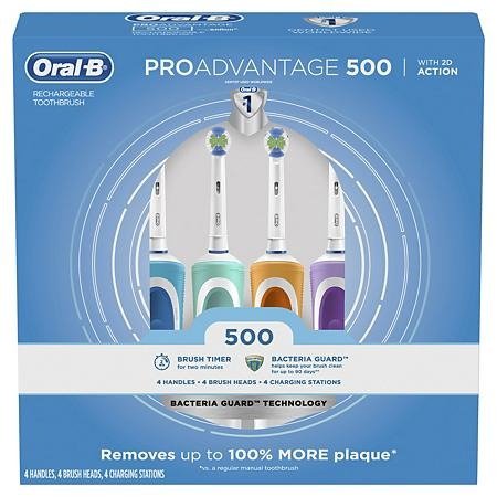 Oral-B PROAdvantage 500 Rechargeable Toothbrush (4 pk.) - Sam's Club