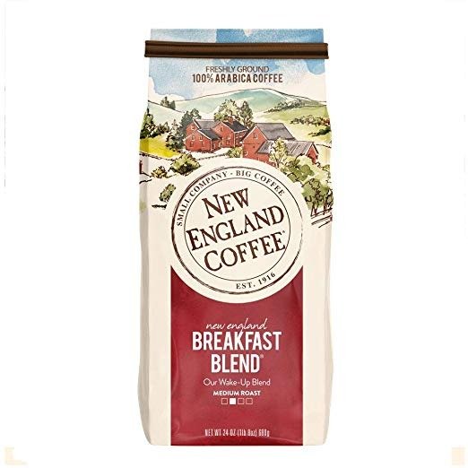 New England Breakfast Blend, Medium Roast Ground Coffee, 24 Ounce Bag