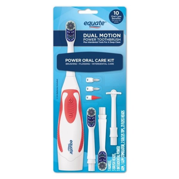 Equate Vital Health Power Oral Care Kit with Multiple Dental Items Included