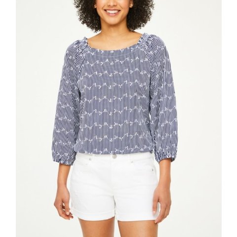 LOFT OutletStriped Eyelet Blouse