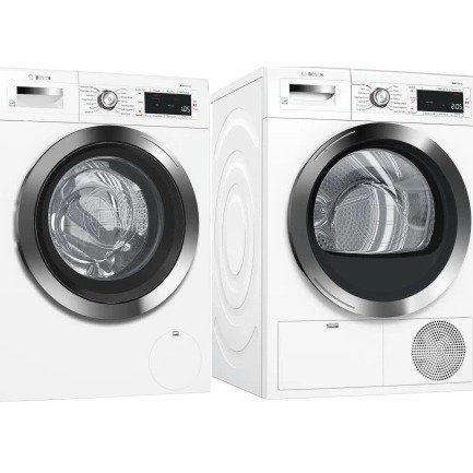 BOWADREW865 Side-by-Side Washer & Dryer Set with Front Load Washer and Electric Dryer in White