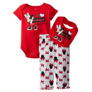 Disney Baby-Girls Newborn Minnie Mouse 3 Piece Bow Print Bib Set