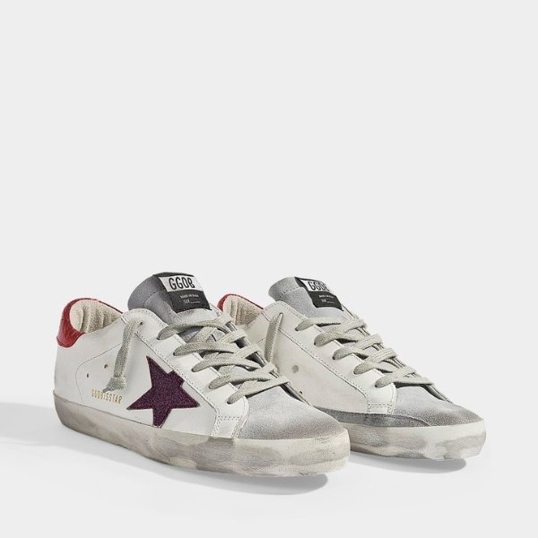 Superstar Sneakers with Red Details in White Leather