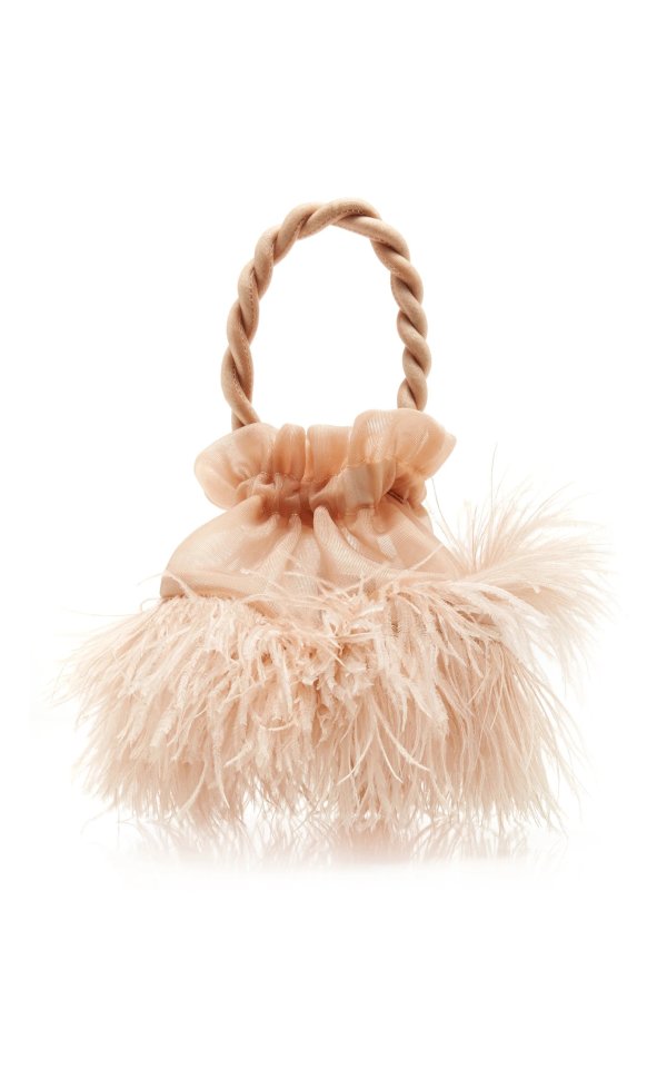 Grace Ostrich Feather Top Handle Bag