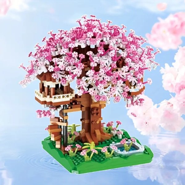 Mini Block Cherry Blossom Bonsai Tree Kit, Mini Cherry Blossom Tree House, Christmas/New Year/birthday Gift