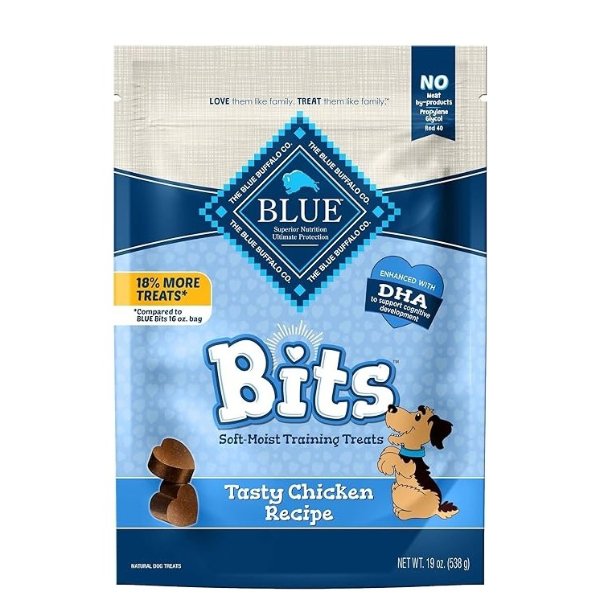 BLUE Bits Natural Soft-Moist Training Dog Treats, Chicken Recipe 19-oz Bag