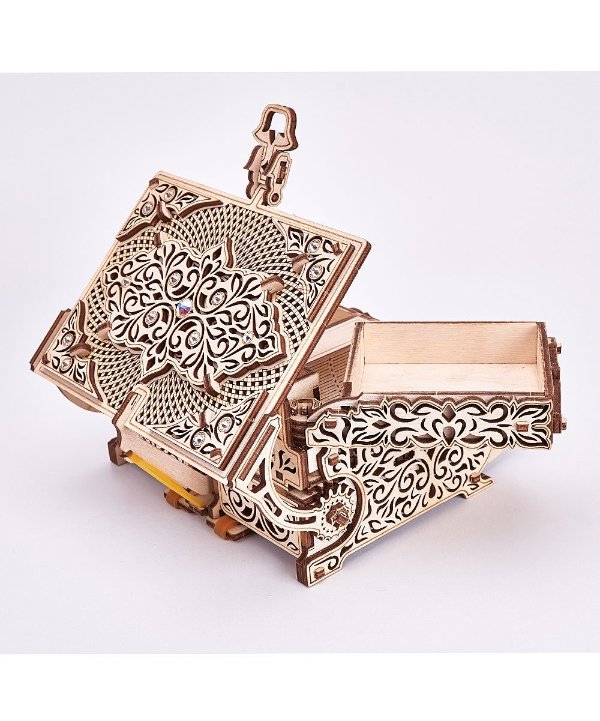 3D Mechanical Treasure Box Wood Puzzle With Swarovski® Crystals
