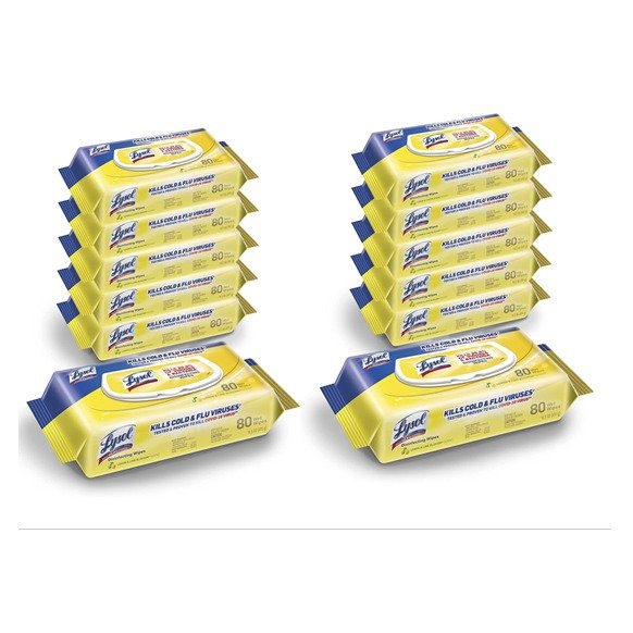柠檬味消毒湿巾 80片x12包 共960片