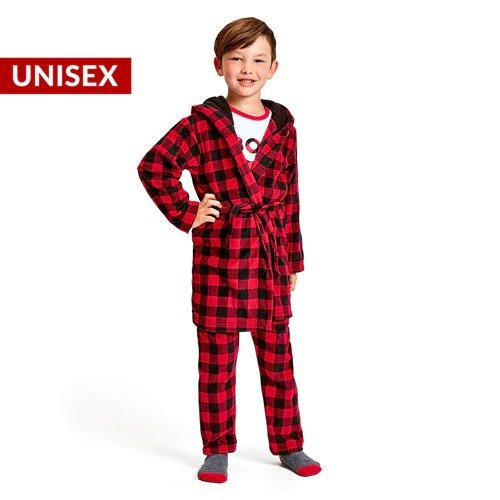 Unisex Kids Matching Family Buffalo Plaid Fleece Robe