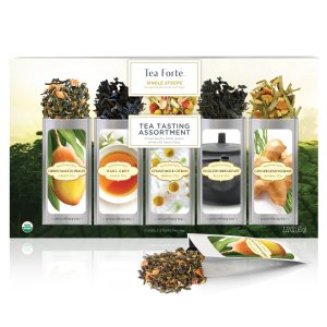 Today Only:Tea Forte Single Steeps Loose Leaf Tea Sampler Gift Set, Tea Tasting Assortment, 15 Single Serve Pouches