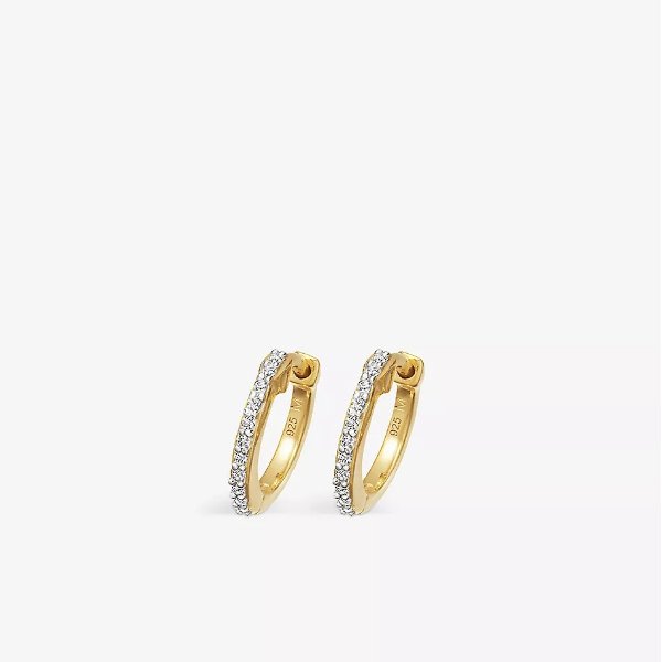 Pave-set 18ct yellow gold-plated vermeil sterling-silver and cubic zirconia hoop earrings