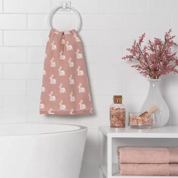 All Over Bunny Hand Towel Pink