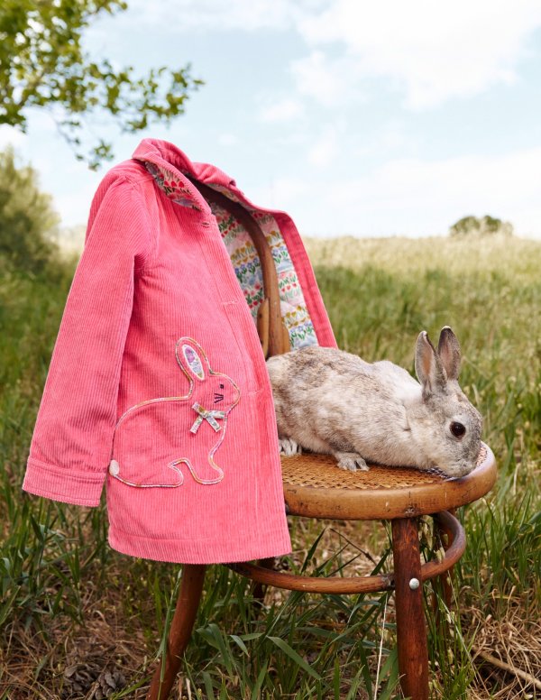 Collared Cord jacketRose Pink Bunnies