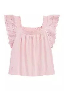 Girls 4-6x Eyelet-Embroidered Cotton Jersey Top