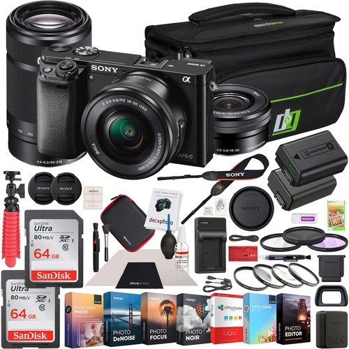 a6000 Alpha Mirrorless Digital Camera 2 Lens Kit 16-50mm & 55-210mm 128GB Bundle