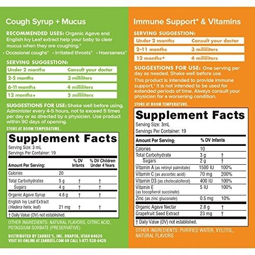 Naturals Baby Immune Support* & Vitamins and Cough Syrup + Mucus Value Pack, 4 Fl. Ounces Total, Ages 2 Months+ Safe, Effective, Drug Free