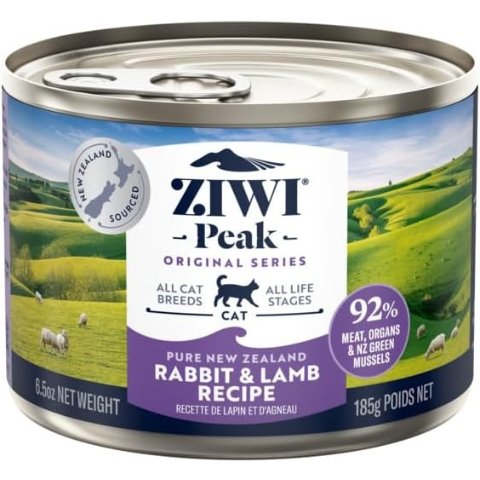 ZIWI Peak Canned Wet Cat Food – All Natural, High Protein, Grain Free, Limited Ingredient, with Superfoods (Rabbit & Lamb, Case of 12, 6.5oz Cans)