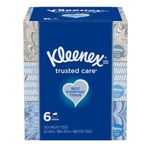 Kleenex Trusted Care Everyday Facial Tissues Pack of 6