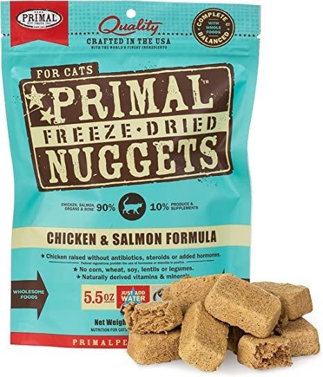 Freeze Dried Cat Food Nuggets, Chicken & Salmon Formula (5.5 & 14 oz) - Raw Kitten Food, Organic Produce, Grain Free