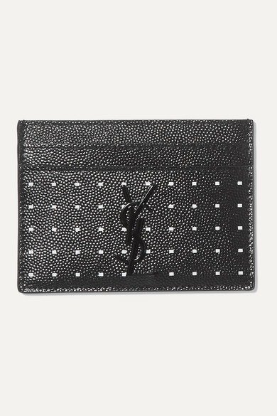 Printed textured-leather cardholder