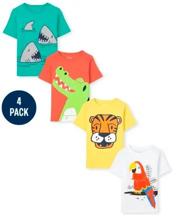 Baby And Toddler Boys Short Sleeve Animal Graphic Tee 4-Pack | The Children's Place - MULTI CLR