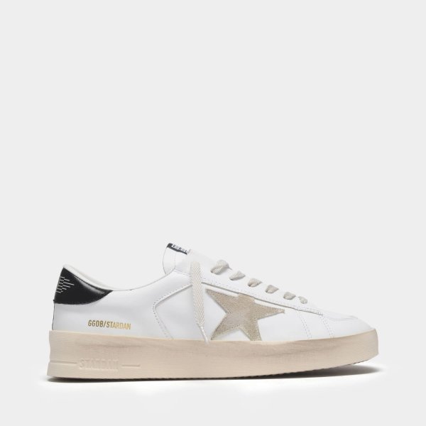 Stardan Baskets in White and Black Leather