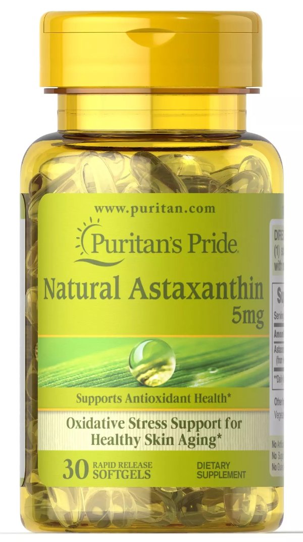 Natural Astaxanthin 5 mg 30 Softgels | Astaxanthin Supplements| Puritan's Pride