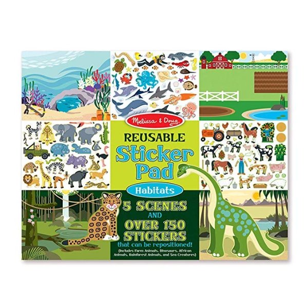Habitats Reusable Sticker Pad (Extra Large Sticker Activity Pad, Removable Backgrounds, 150 Stickers, Great Gift for Girls and Boys - Best for 3, 4, 5 Year Olds and Up)