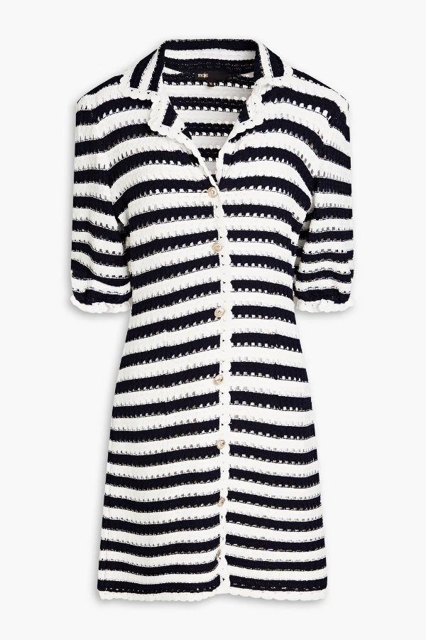 Striped crochet mini dress