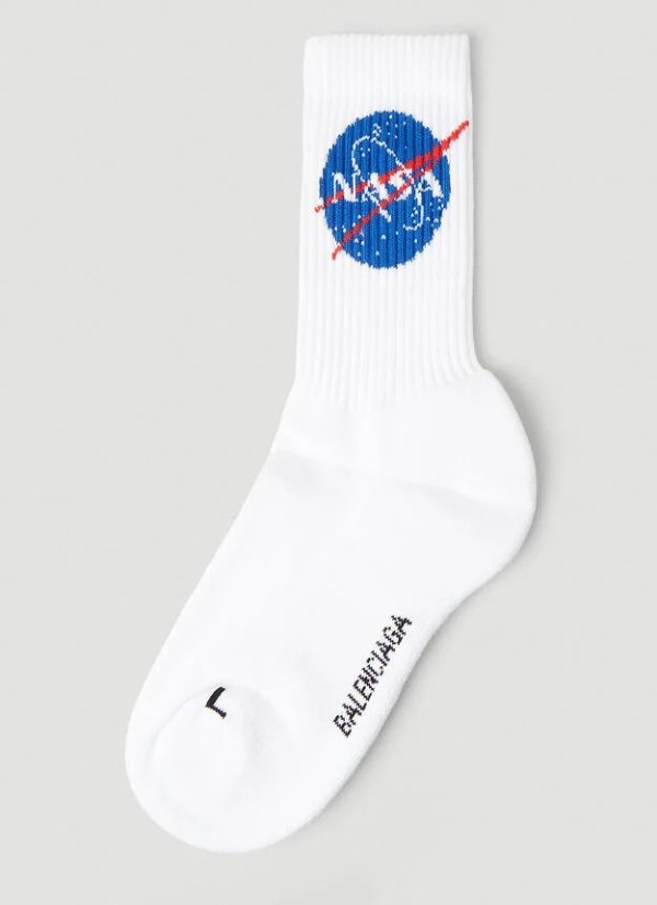 Logo Ribbed Socks in White