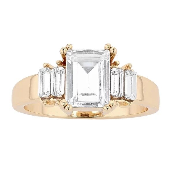 Emerald Cut Ring with Swarovski Crystals