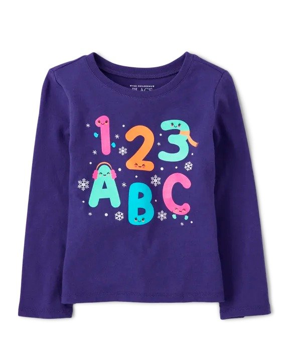 Baby And Toddler Girls Letters Graphic Tee - solar storm