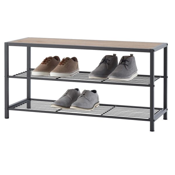 Shoe Bench With Wire Shelves