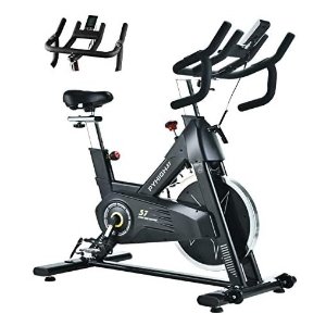 PYHIGH Indoor Cycling Bike-48lbs Flywheel Belt Drive Stationary Bicycle Exercise Bikes with LCD Monitor for Home Cardio Workout Bike Training- Black (Black)