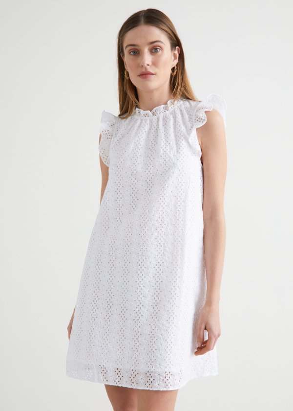 Frilled Broderie Anglaise Mini Dress