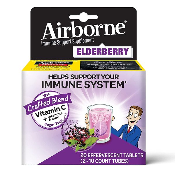 Elderberry Extract + Vitamin C 1000mg (per serving) - Effervescent Tablets (20 count in a box)