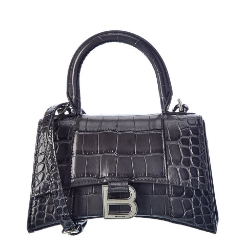 BalenciagaHourglass XS Croc-Embossed Leather Top Handle Satchel