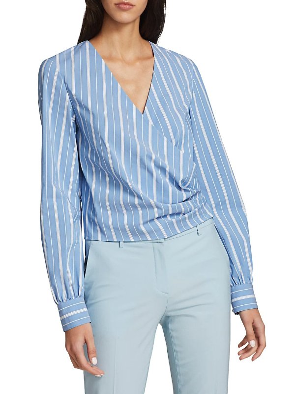Quincy Striped Wrap Top