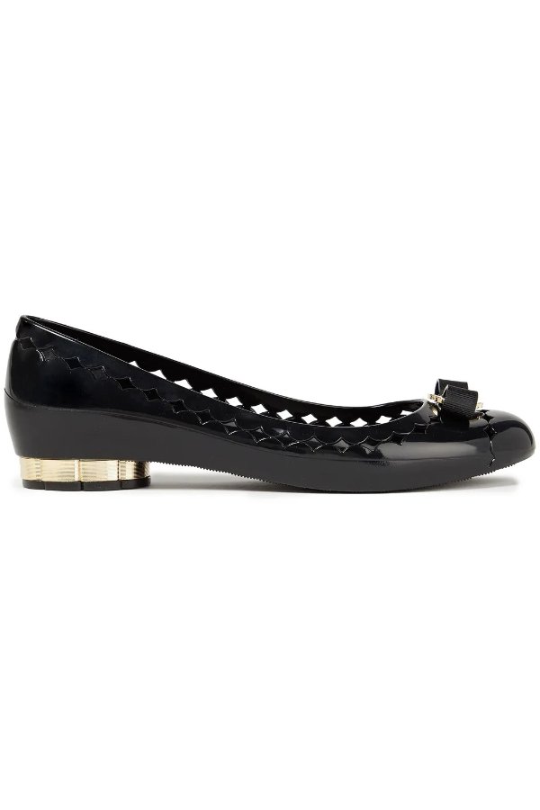 Jelly bow-embellished rubber ballet flats
