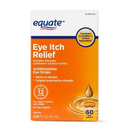 Equate Eye Itch Relief Antihistamine Eyedrops, 60 Ct, 0.34 Oz