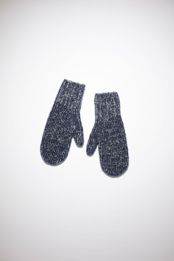 Wool blend mittens - Navy/Grey