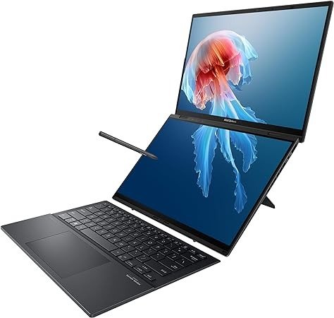 Zenbook Duo Laptop, Dual 14” OLED 3K 120Hz Touch Display, Intel Evo Certified, Intel Core Ultra 9 185H CPU, Intel Arc Graphics, 32GB RAM, 1TB SSD, Windows 11, Inkwell Gray, UX8406MA-PS99T