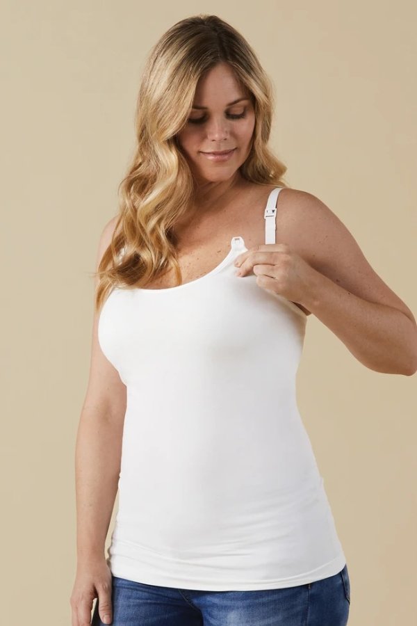 White Fitted Bravado Maternity/Nursing Tank Top