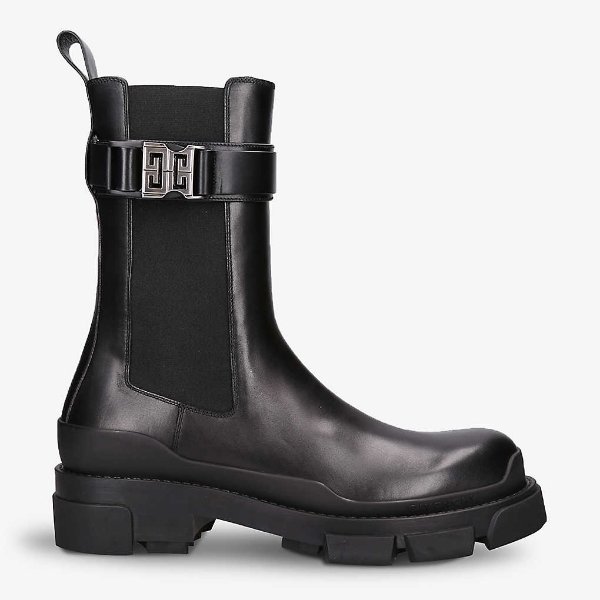 Terra logo-buckled leather boots