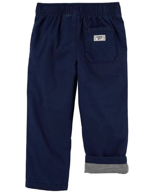 Toddler Jersey Lined Tapered Canvas Pants