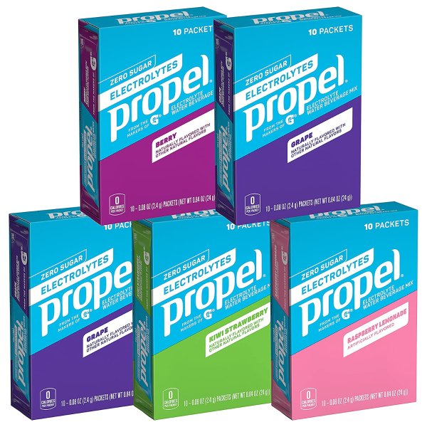 Propel Powder Packets Four-Flavor Variety Pack With Electrolytes, Vitamins and No Sugar (50 count)