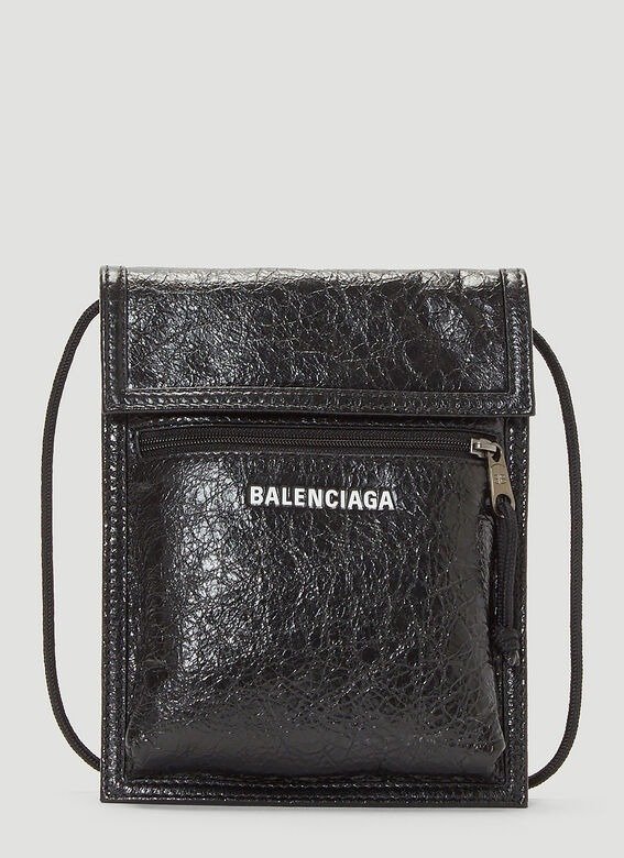 Explorer Pouch Leather Crossbody Bag in Black